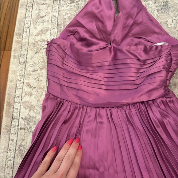Lulus Renlee Purple Halter Pleated Mini Dress Size XXS Wedding Guest Sexy Satin - Picture 11 of 11